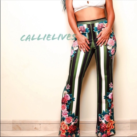 CALLIE Circus Flower: PolyScuba Flared Stripe Pant - Picture 2 of 9